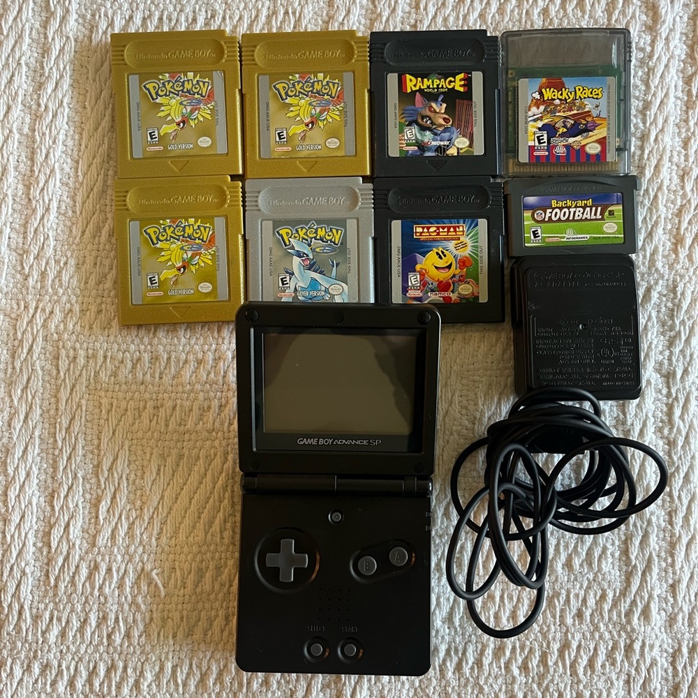 Nintendo Game Boy Advance SP Black Console with Games and Charger